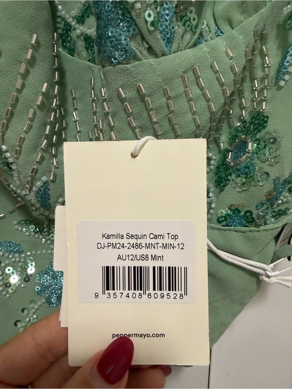 Peppermayo Vietta Sequin Cami Maxi Set — Mint - Picture 4 of 4